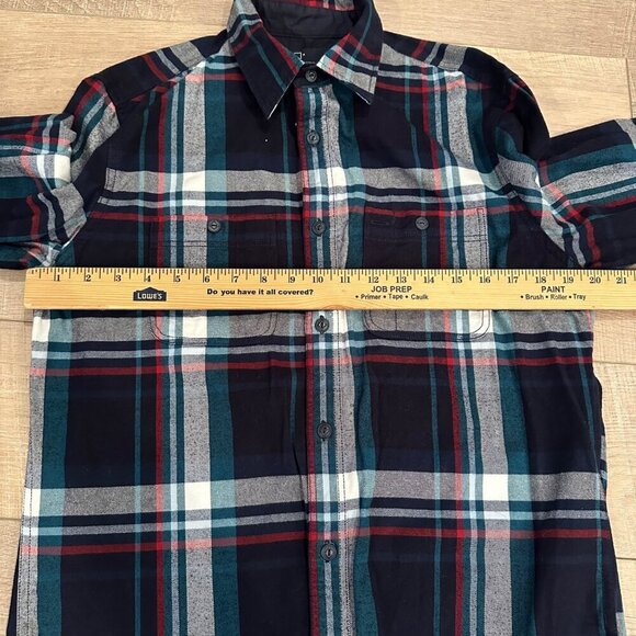 GAP MENS SIZE MEDIUM RED GREEN BLUE BUTTON UP FLANNEL SHIRT - Picture 5 of 7